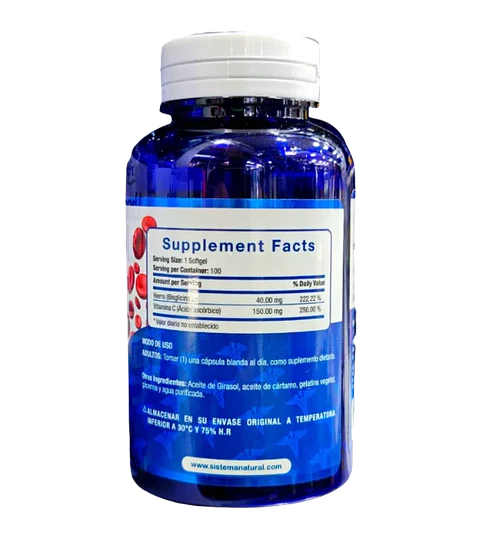 Iron mas Vitamina C 100 softgels System Millenium 