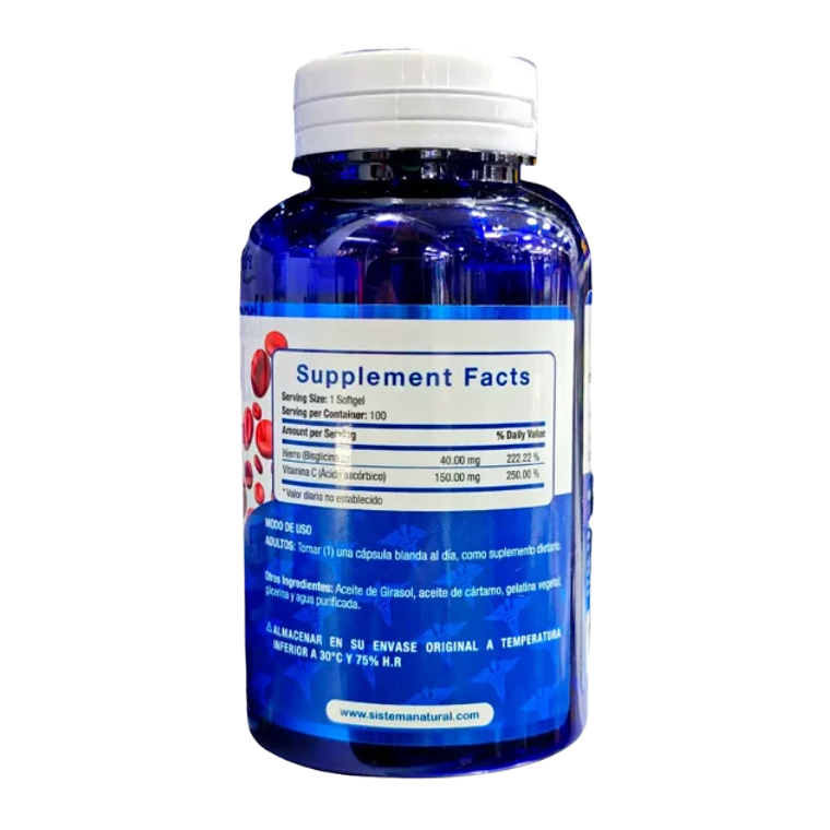 Iron mas Vitamina C 100 softgels System Millenium  2