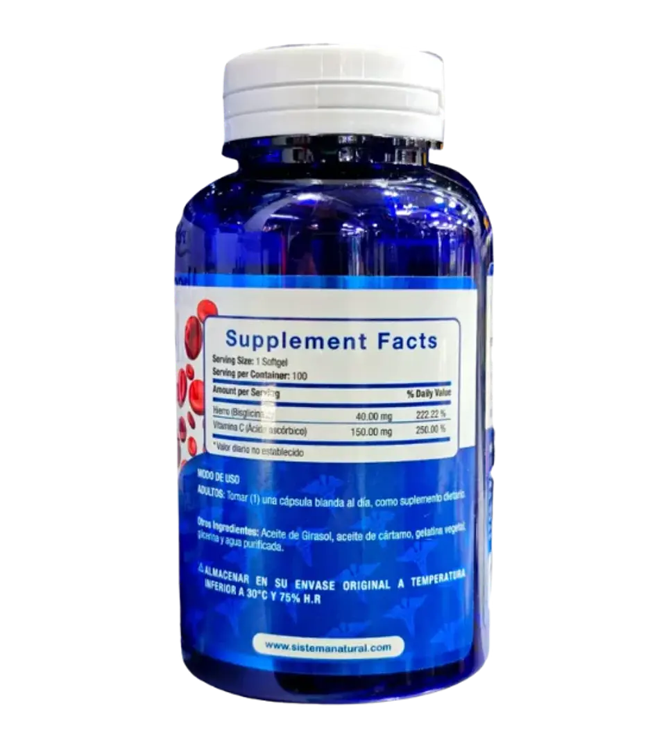 Iron mas Vitamina C 100 softgels System Millenium  2
