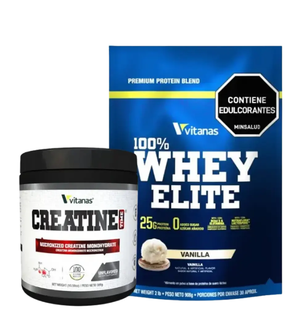 Combo Proteina Whey Elite mas Creatina 100 servicios Vitanas 1