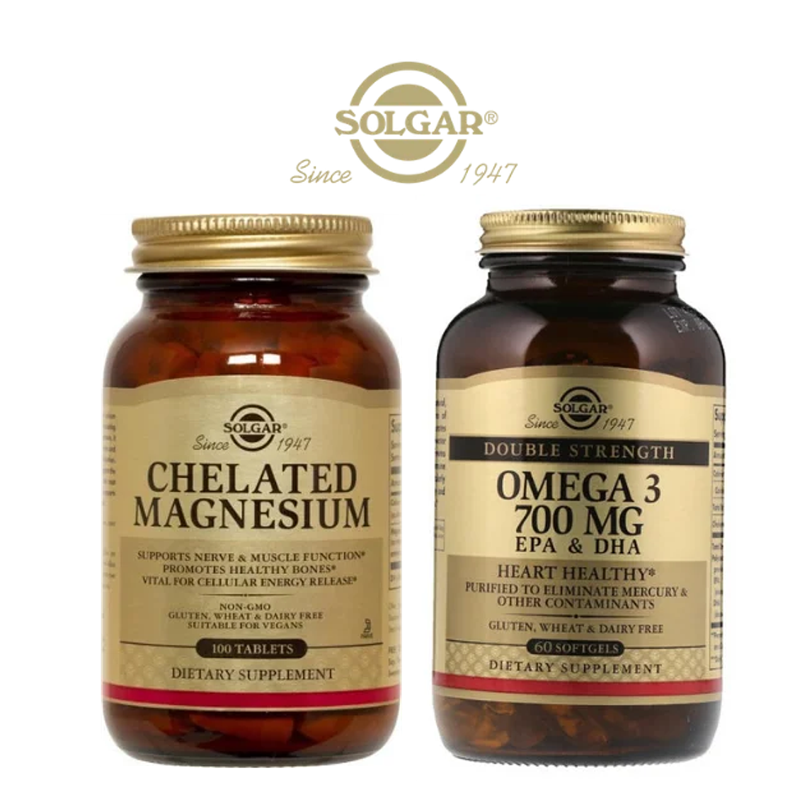 Combo Solgar Premium Diario  Omega 3 700 mg + Magnesio Glicinato 1
