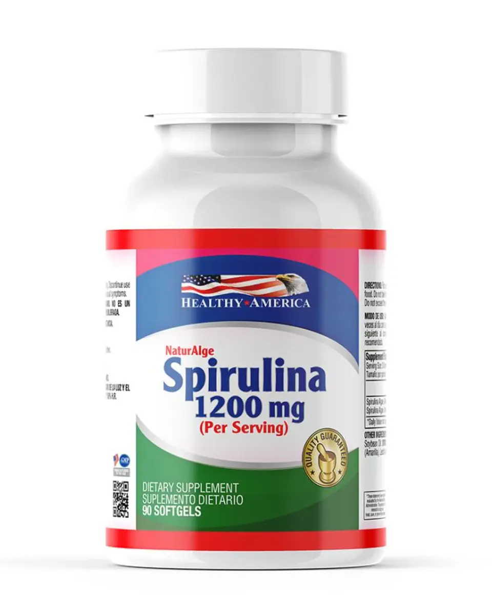 NaturAlge Spirulina 1200 mg 90 Softgels Helathy America 1