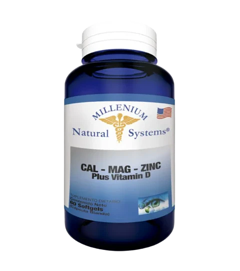Calcio Magnesio Zinc Plus Vitamina D 60 Softgels Natural Systems