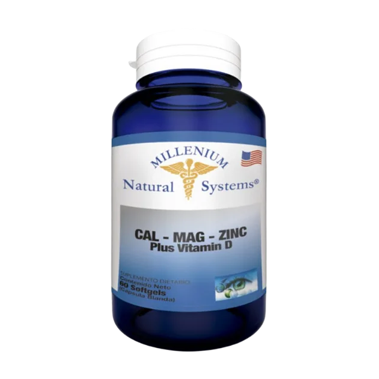 Calcio Magnesio Zinc Plus Vitamina D 60 Softgels Natural Systems 1
