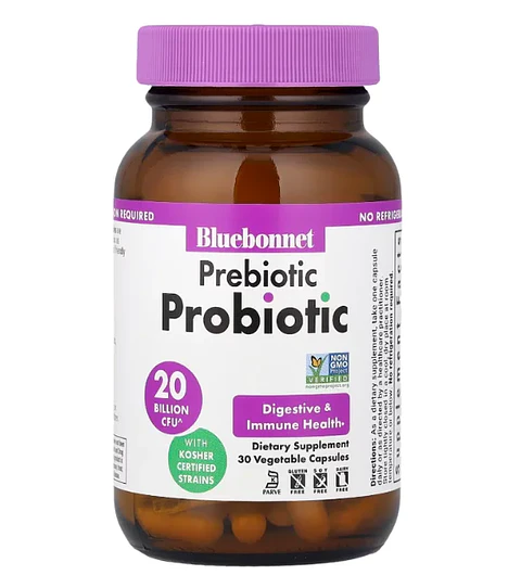 Prebioticos y Probioticos 20 billones 30 Cápsulas Bluebonnet