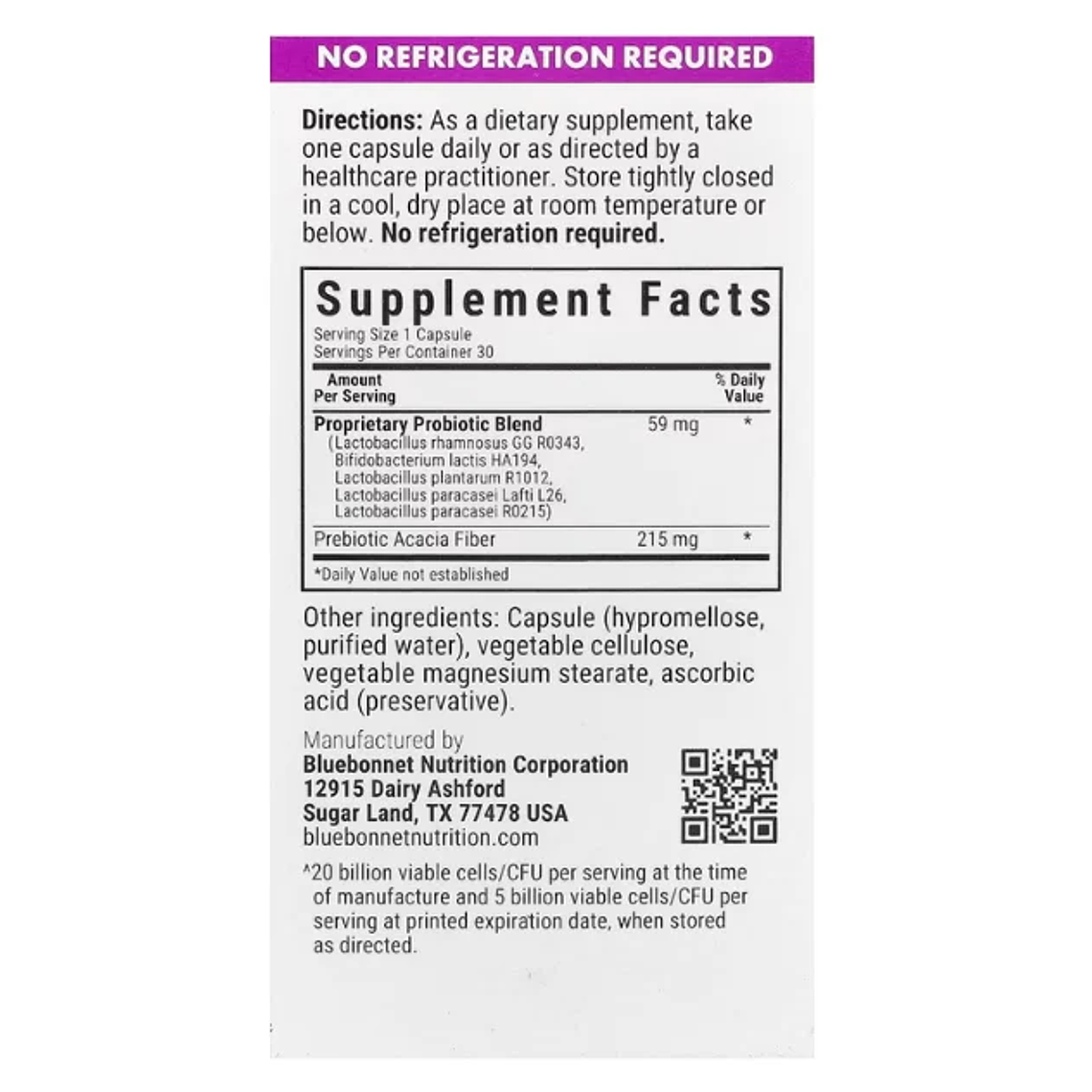Prebioticos y Probioticos 20 billones 30 Cápsulas Bluebonnet 3