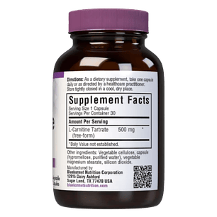 L Carnitina 500 g 60 Cápsulas Bluebonnet 