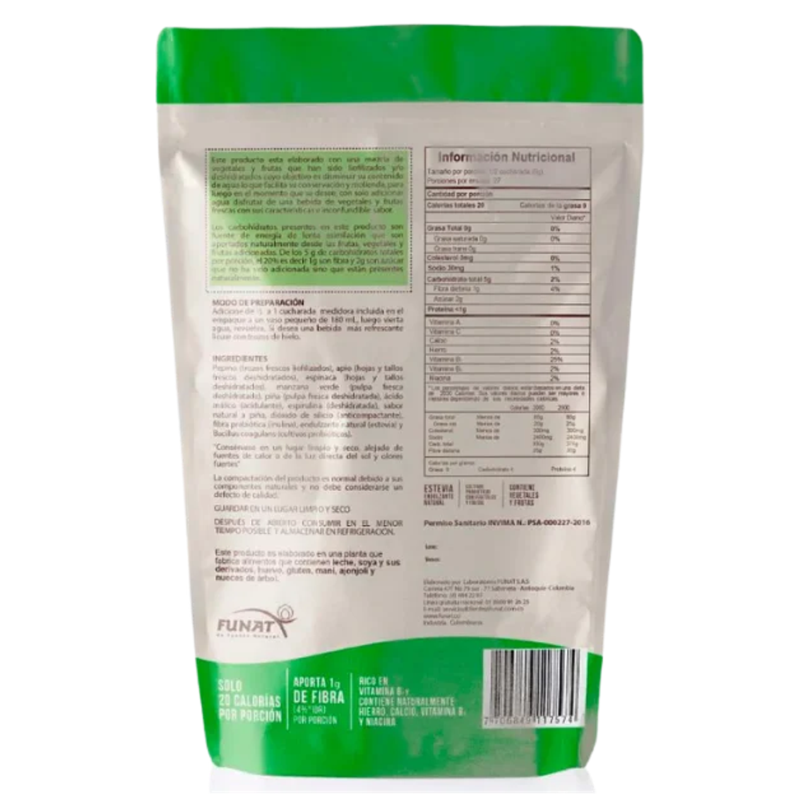 Elixir Verde Con Probioticos Funat 165 Grs 2