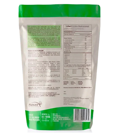 Elixir Verde Con Probioticos Funat 165 Grs