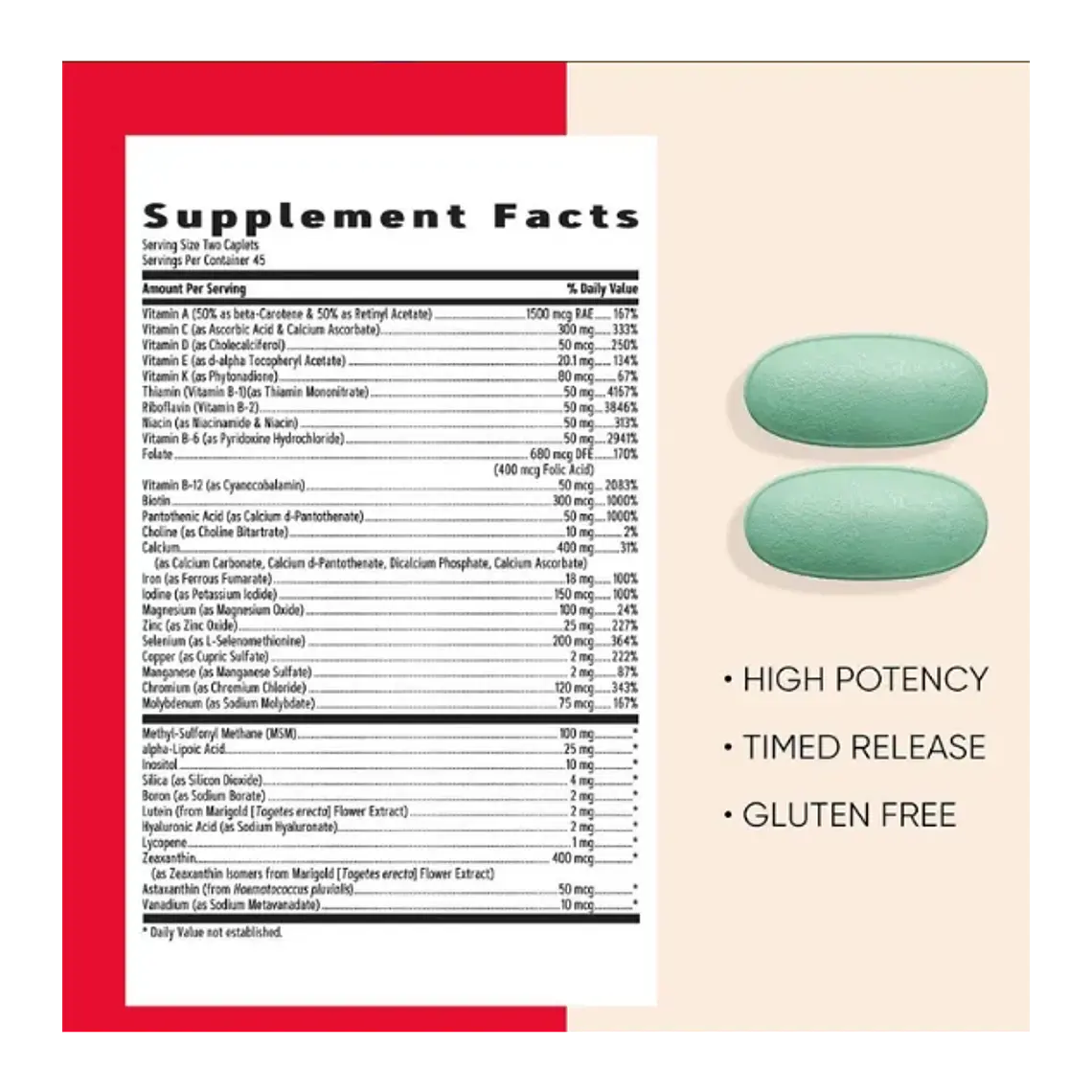 Mutivitamin Active GNC 90 Caplets 2