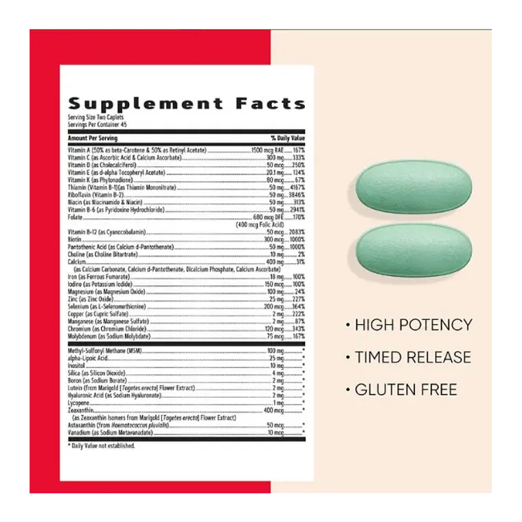 Mutivitamin Active GNC 90 Caplets 2