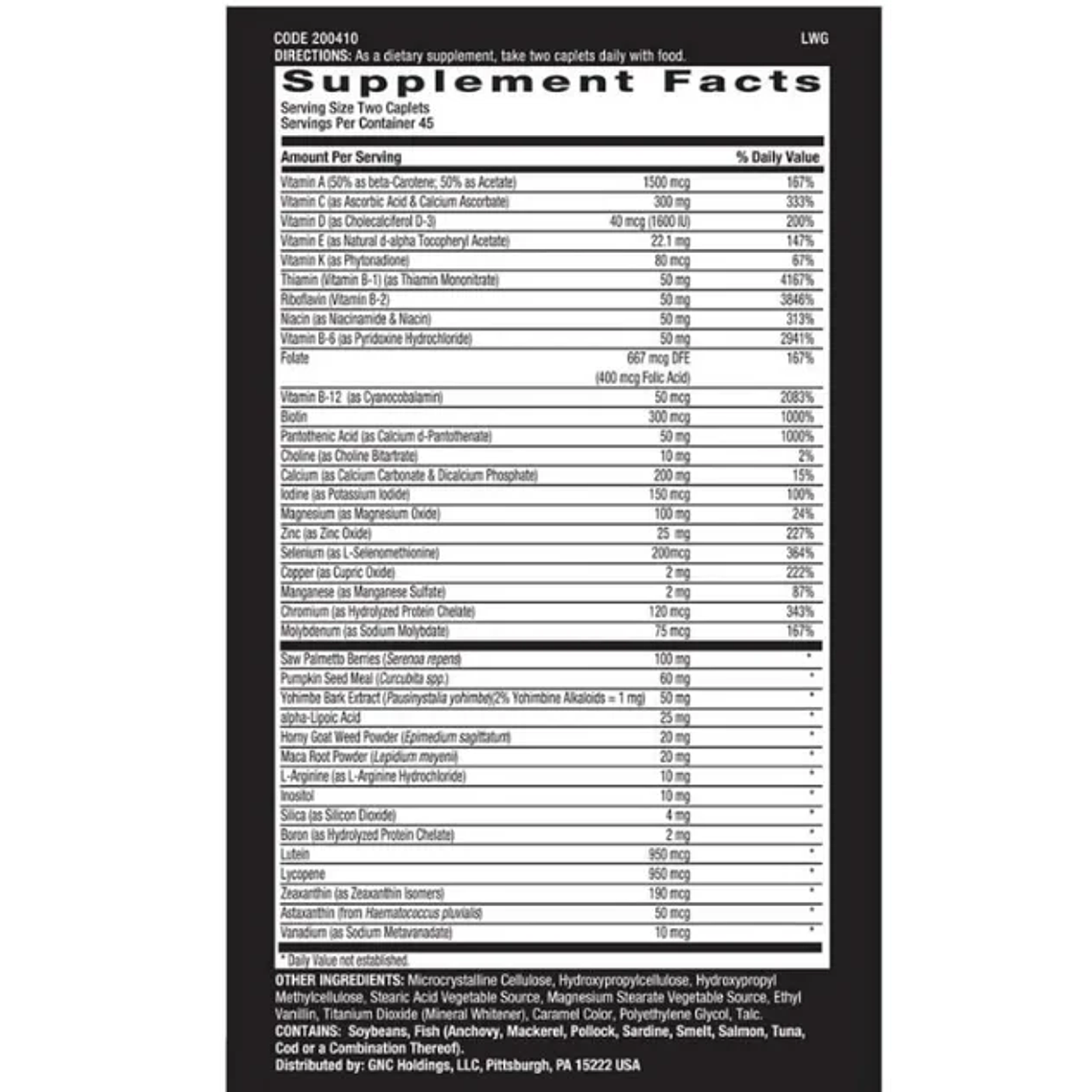 Mega Men Prostate and Virility 90 Caplets GNC 3