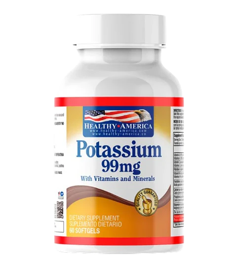 Potasio 99 mg Minerales 60 Softgels Healthy America 