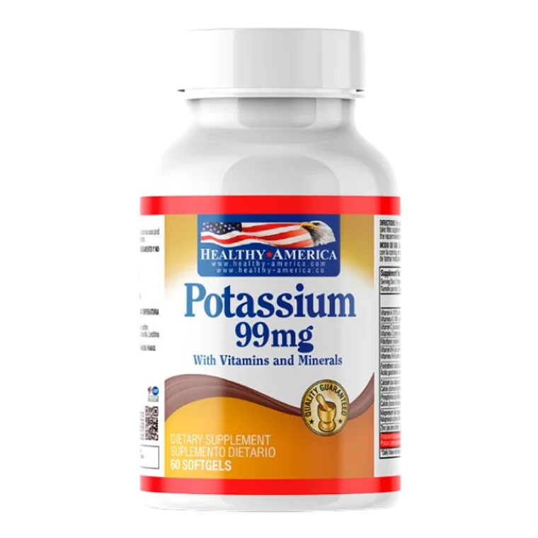Potasio 99 mg Minerales 60 Softgels Healthy America  1