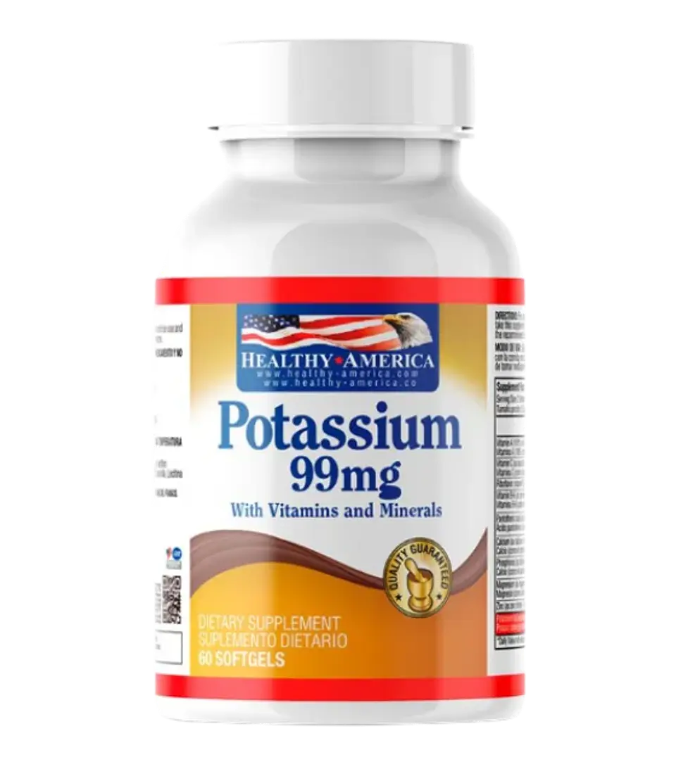 Potasio 99 mg Minerales 60 Softgels Healthy America  1