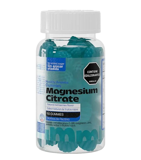 Magnesio Citrate Gummies Healthy America Sabor Frutos Rojos – 60 Gummies
