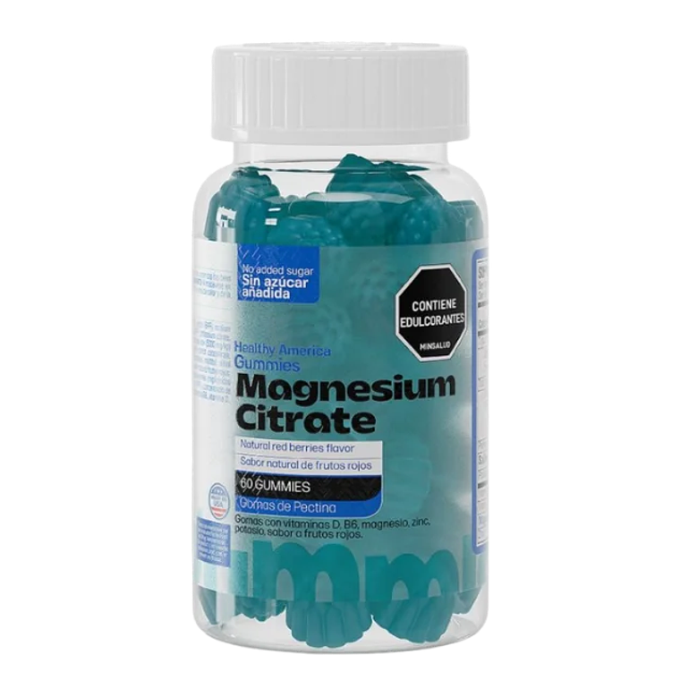 Magnesio Citrate Gummies Healthy America Sabor Frutos Rojos – 60 Gummies 1