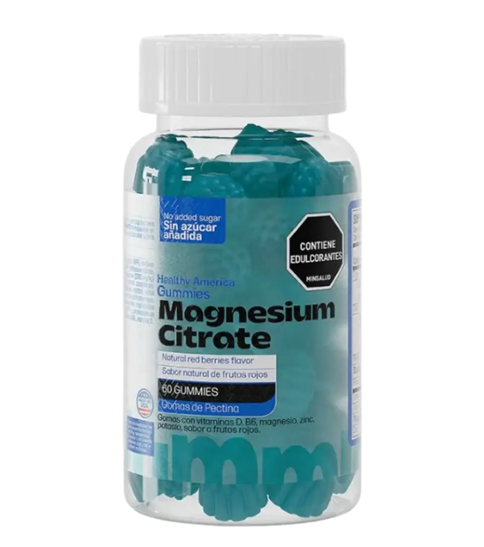 Magnesio Citrate Gummies Healthy America Sabor Frutos Rojos – 60 Gummies 1