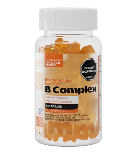 B Complex Gummies Healthy America Sabor Naranja  60 Gummies