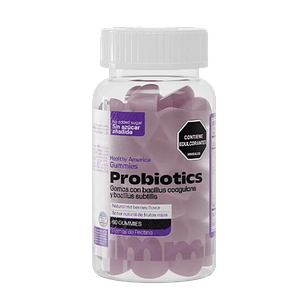 Probiotics 60 Gummies Healthy America Sabor Frutos Rojos