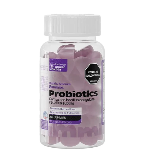 Probiotics 60 Gummies Healthy America Sabor Frutos Rojos