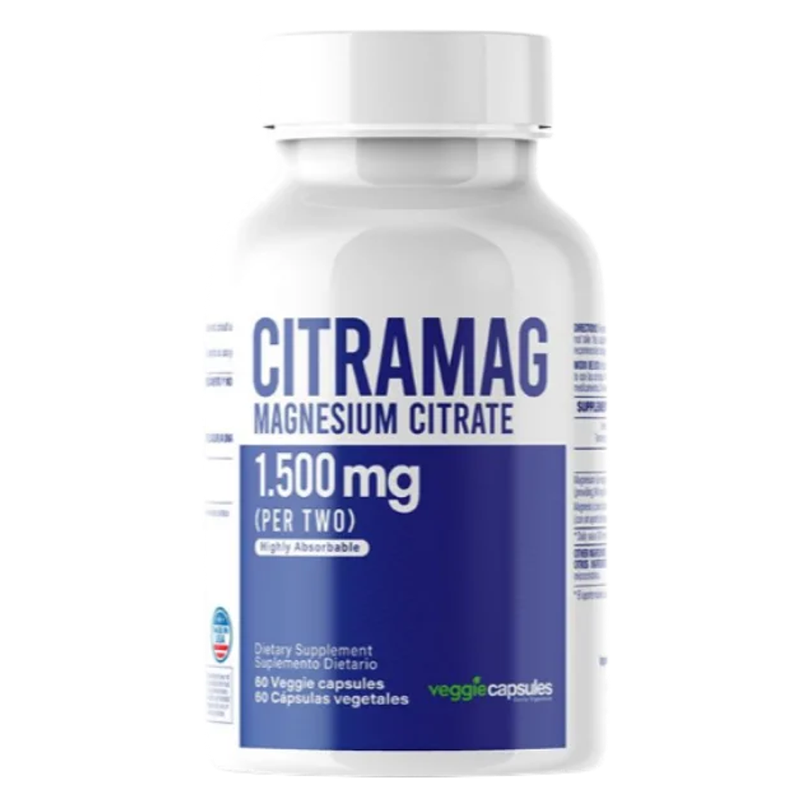 Citramag Magnesium Citrate 1.500 mg Healthy America 60 Veggie Capsulas 1