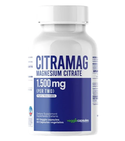 Citramag Magnesium Citrate 1.500 mg Healthy America 60 Veggie Capsulas