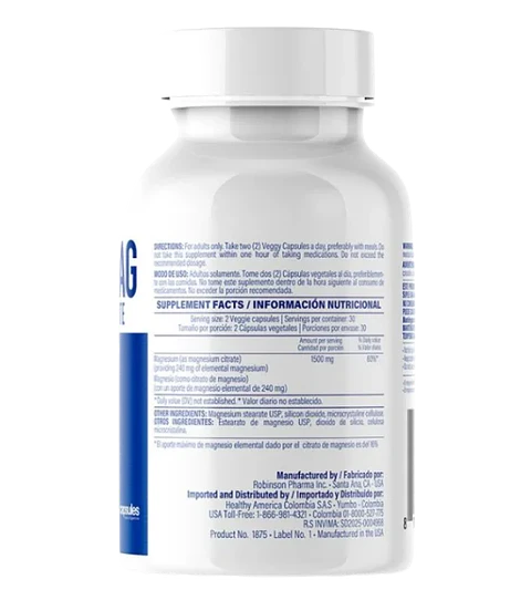 Citramag Magnesium Citrate 1.500 mg Healthy America 60 Veggie Capsulas