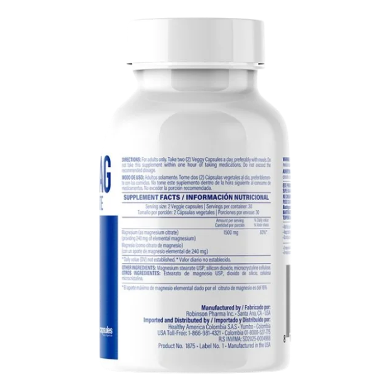 Citramag Magnesium Citrate 1.500 mg Healthy America 60 Veggie Capsulas 2