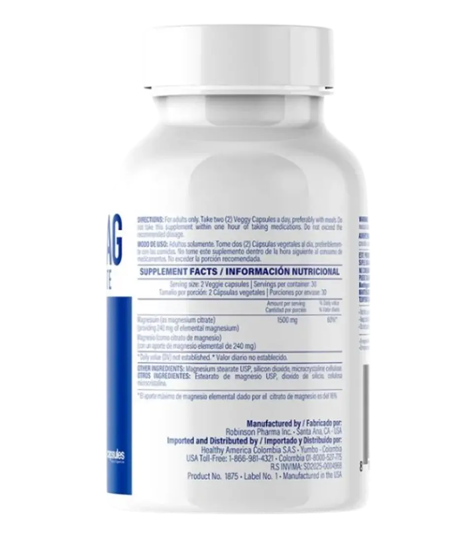 Citramag Magnesium Citrate 1.500 mg Healthy America 60 Veggie Capsulas 2