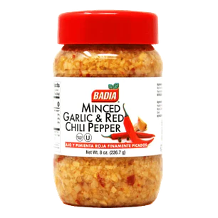 Minced Garlic and Red Chili Pepper Ajo y Pimienta roja Badia 226 gr