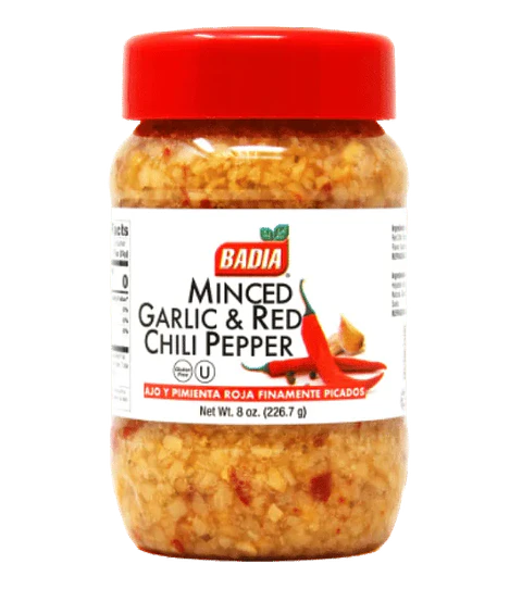 Minced Garlic and Red Chili Pepper Ajo y Pimienta roja Badia 226 gr