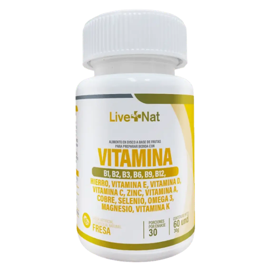 Multivitaminico Live Nat 60 Discos Masticables  1