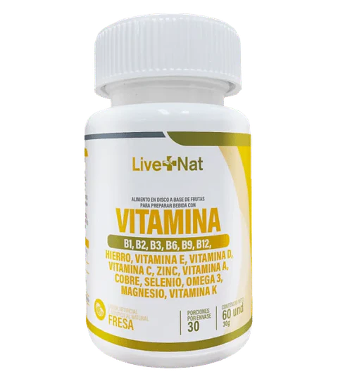 Multivitaminico Live Nat 60 Discos Masticables 