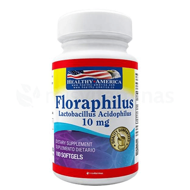 Floraphilus Lactobacillus 10 mg Healthy America 100 Softgels 1