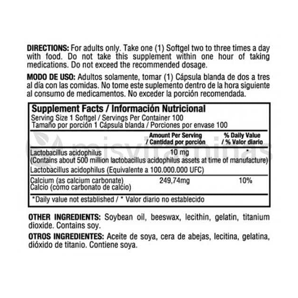 Floraphilus Lactobacillus 10 mg Healthy America 100 Softgels 2