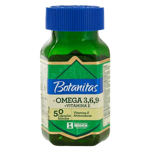 Omega 3 6 9 mas Vitamina E 50 Cápsulas Blandas Botanitas