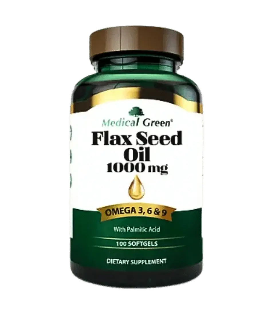 FlaxSeed Oil 1000 mg Medical Green 100 Softgels 1