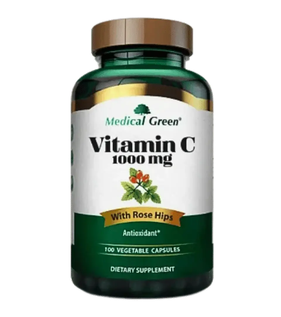Vitamina C 1000 mg with Rose Hips Medical Green 100 Tabletas 1