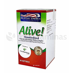 Alive Standardized Ginseng con Ginkgo Biloba Healthy America 60 Softgels