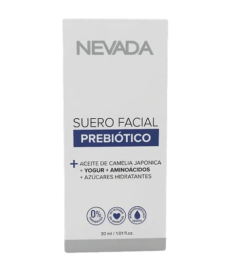 Suero Facial Prebiótico + Aceite de Camelia Japonica+ Yogurt + Aminoácidos + Azucares Hidratantes 30 ml Nevada 