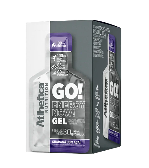 Gel Energético GO! Energy Now Guarana con asaí Caja de 30gr Athletica Nutrition