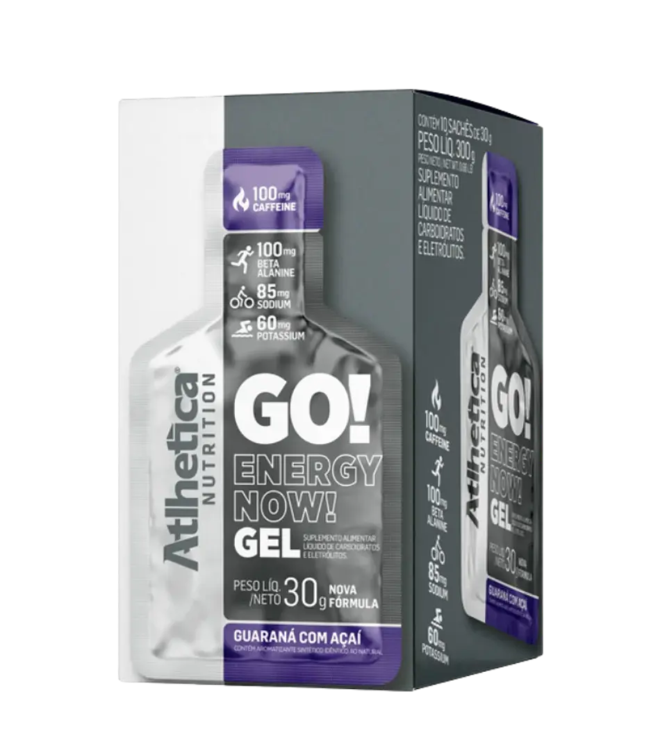 Gel Energético GO! Energy Now Guarana con asaí Caja de 30gr Athletica Nutrition 1
