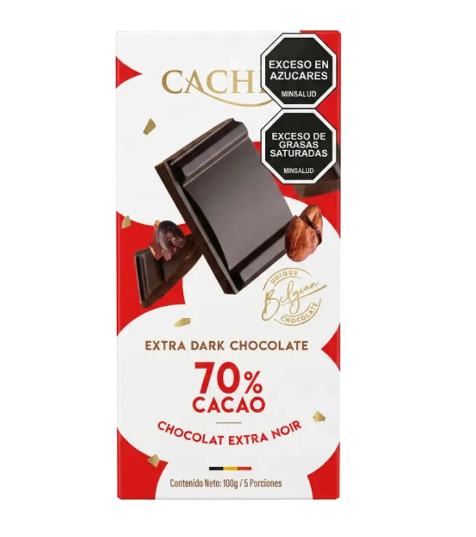 Chocolate Belga Negro 70% Cacao 100 g Cachet 1
