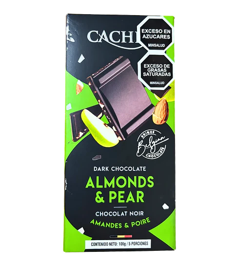 Chocolate Belga Negro con Almendras y Pera 100 g Cachet 