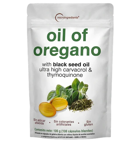 Aceite de Orégano con Aceite de Semilla Negra 100 Cápsulas Microingredients