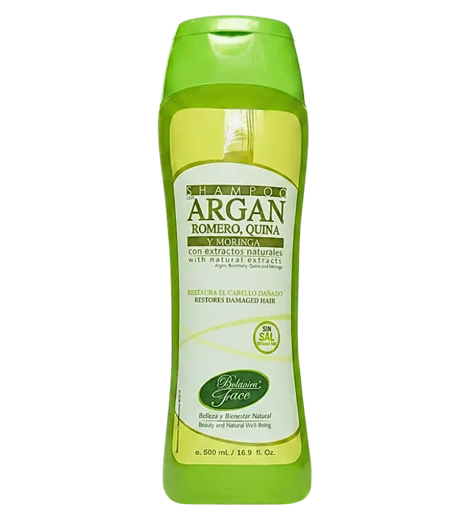 Shampoo Argán Romero Quina y Moringa 500 ml Botánica Face 1