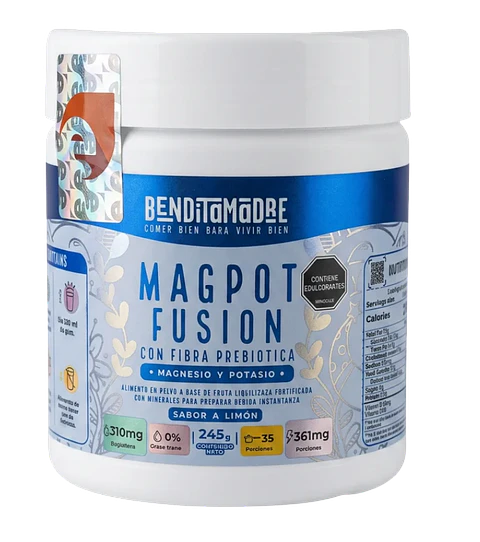 MagPot Fusion Sabor Limón  Magnesio y potasio 245 g Bendita Madre