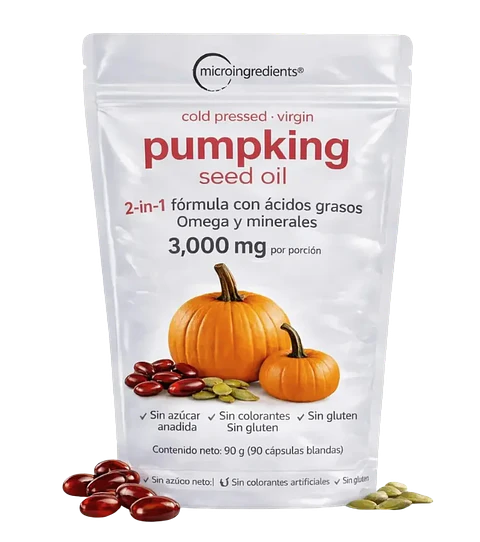 Aceite de Semilla de Calabaza 3000 mg 90 Cápsulas Blandas Microingredients