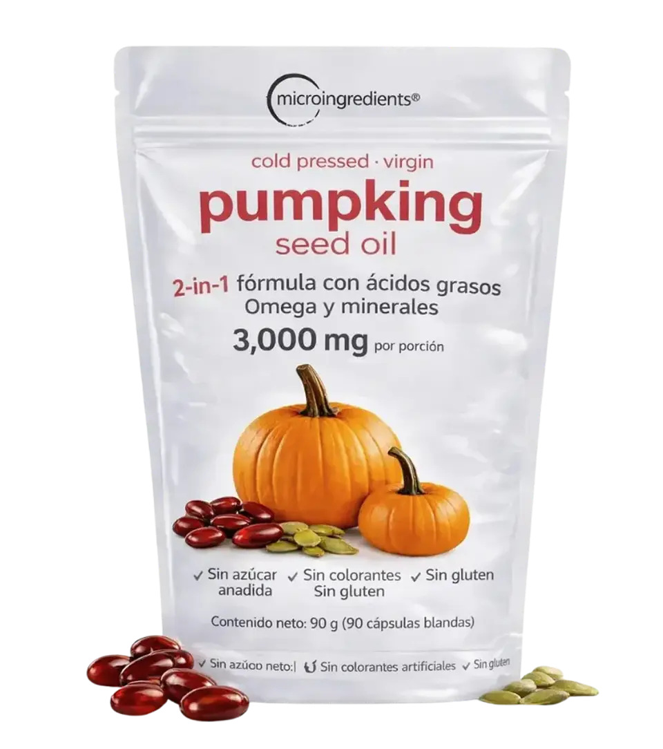 Aceite de Semilla de Calabaza 3000 mg 90 Cápsulas Blandas Microingredients 1